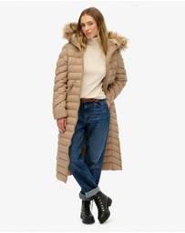 Superdry - Fuji Faux Fur Hooded Longline Slim Fit Jacket