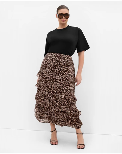 City Chic - Skai Leopard Print Maxi Skirt
