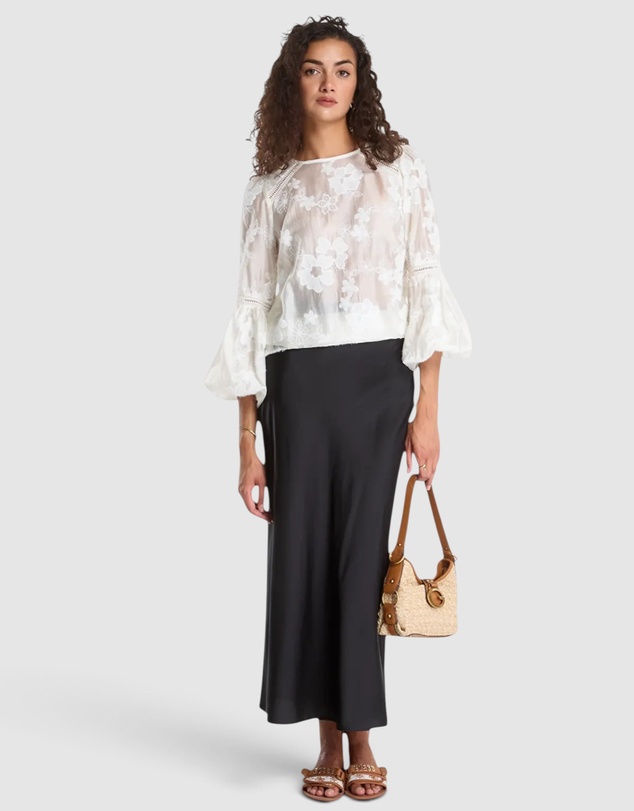 GUESS - Long Sleeve Brigitte Embro Top