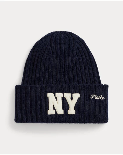 Polo Ralph Lauren - NY Patch Rib-Knit Wool Beanie