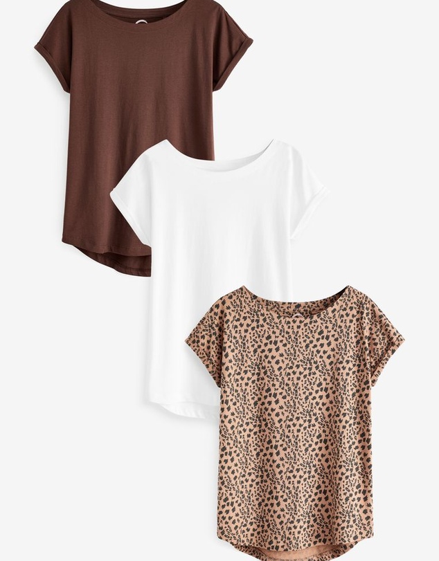 NEXT - 100% Cotton Cap Sleeve T-Shirts 3 Pack