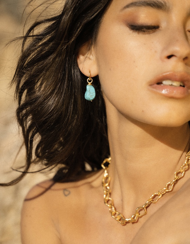 Ottoman Hands - Ava Turquoise Drop Huggie Earrings