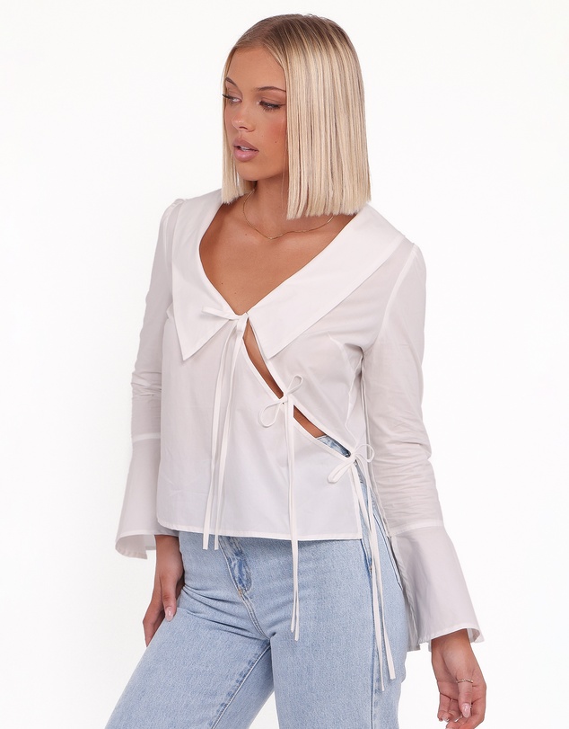 Petal & Pup - Adler Asymmetrical Tie Shirt - White