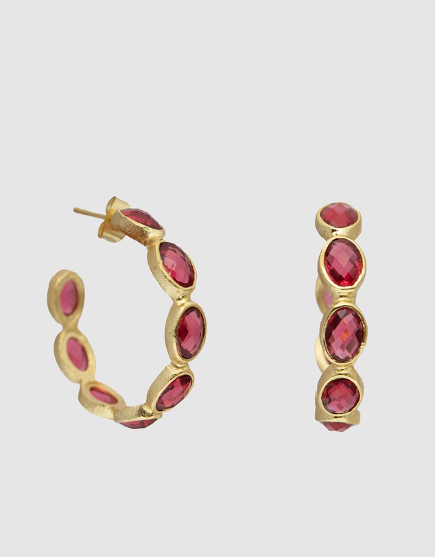 Meshca - Lago Raspberry Onyx Hoop Earrings