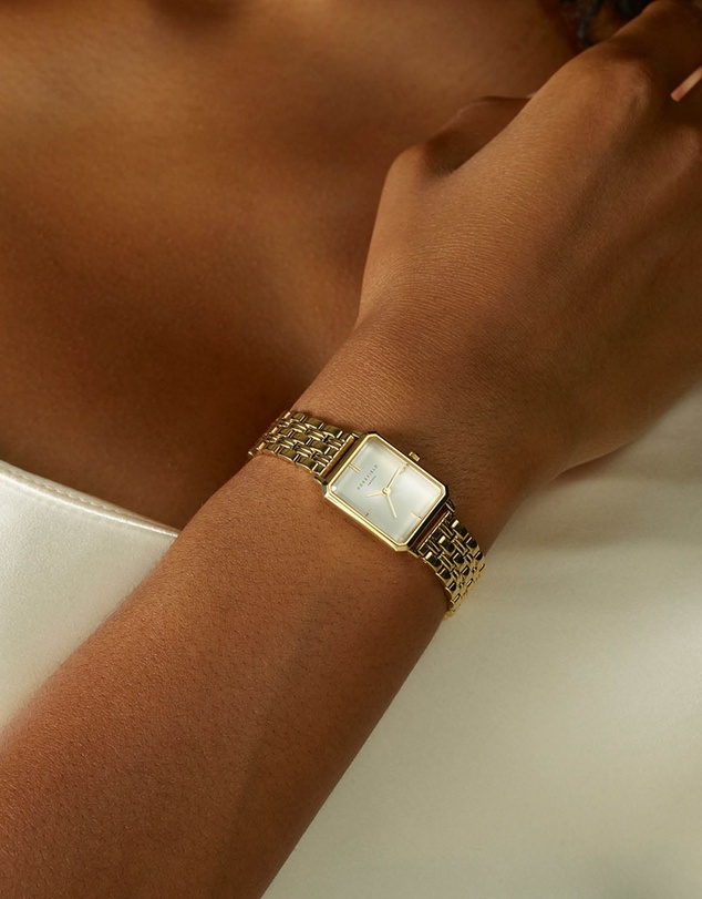 Rosefield - The Octagon XS - Gold Tone Watch and Playful Crystals Necklace Set