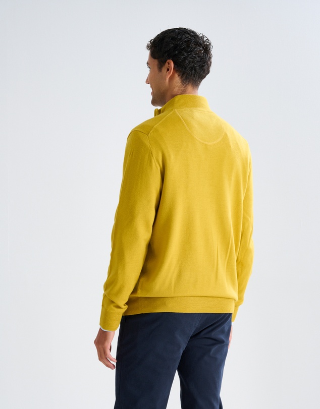 3 Wise Men - 3 Wise Men Harvey Zip Neck Merino Knit - Mustard