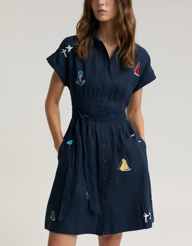 Sportscraft - Ariana Embroidered Linen Dress