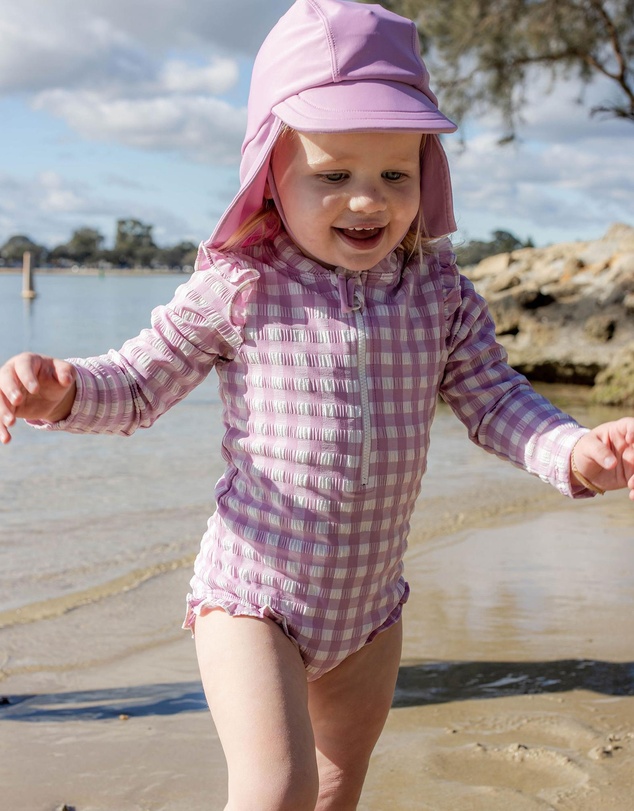 Purebaby - Printed Frilly Long Sleeve Swimsuit -Kids-Babies