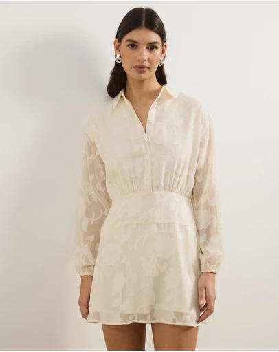 Atmos&Here - Livia Jacquard Mini Shirt Dress