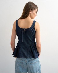TOPSHOP - Tselle Denim Peplum Top Mb