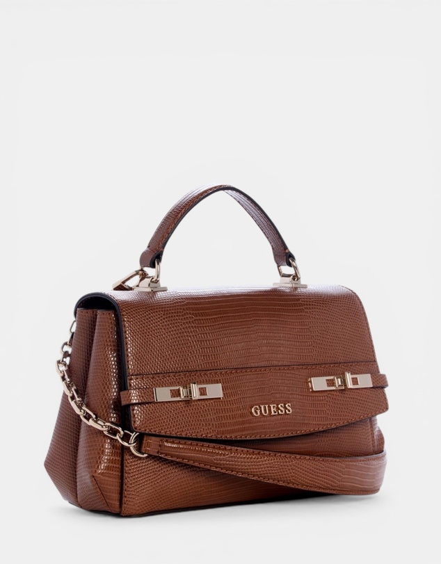 GUESS - Brown Melinda Top Handle Flap Bag