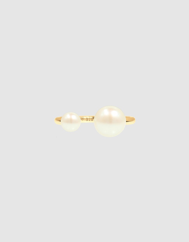 Elli Jewelry - Freshwater Pearl Band Ring in Gold-Plated 925 Silver