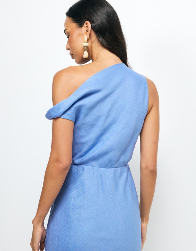 AERE - Fia Linen Draped Off Shoulder Maxi Dress