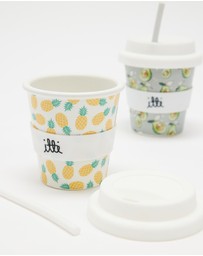 itti bitti - Set of 2 Bamboo Reusable Baby Cino Cup + 6 Straws - Pineapple & Avocuddles