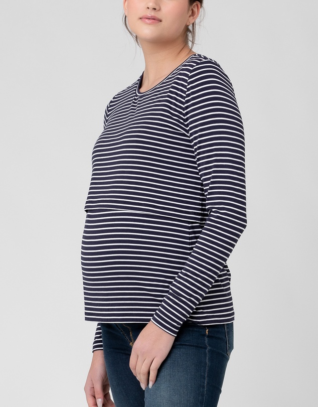 Ripe Maternity - Stripe Layered Nursing Top