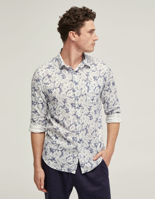 Oxford - Holloway Linen Blend Printed Shirt