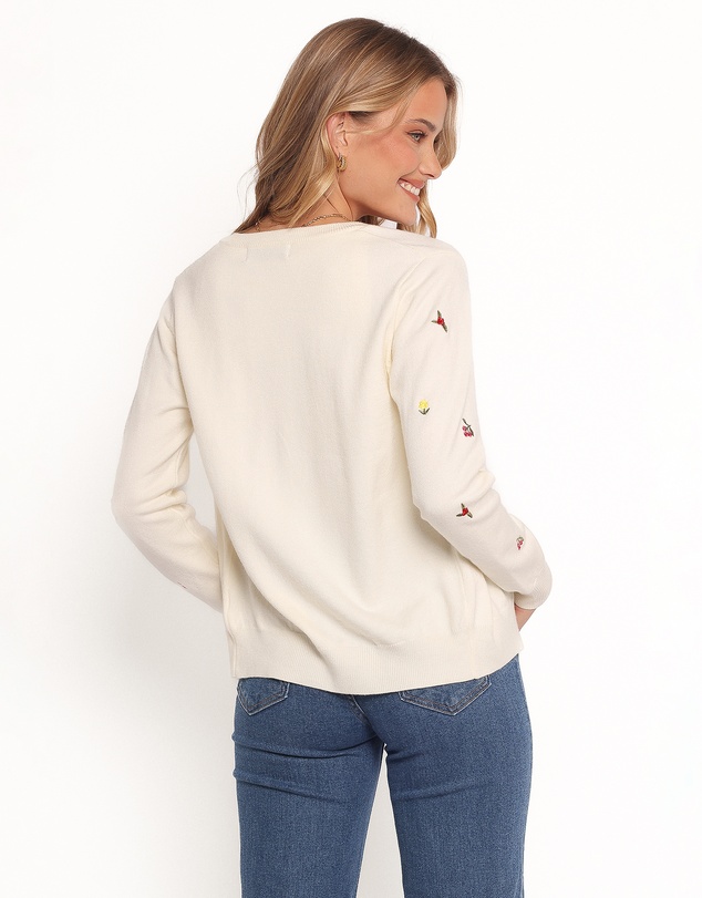 Petal & Pup - Millen Flower Embroidery Cardigan - Cream