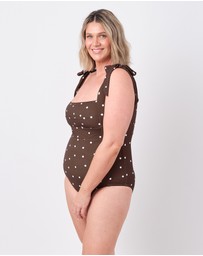 UNE PIECE - Textured Classic Square Neck One Piece Swimsuit