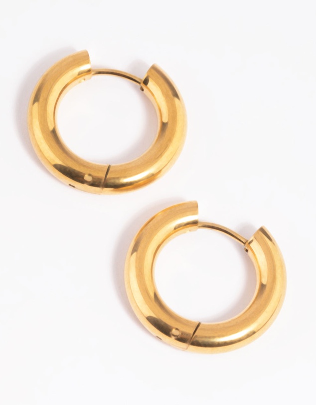 Lovisa - Waterproof Gold Plated Stainless Steel Thick Huggie Hoop Earrings