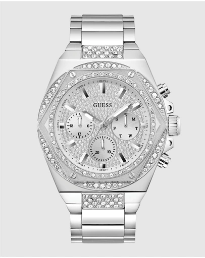 GUESS - GUESS Men's Silver Tone Multi-function Watch
