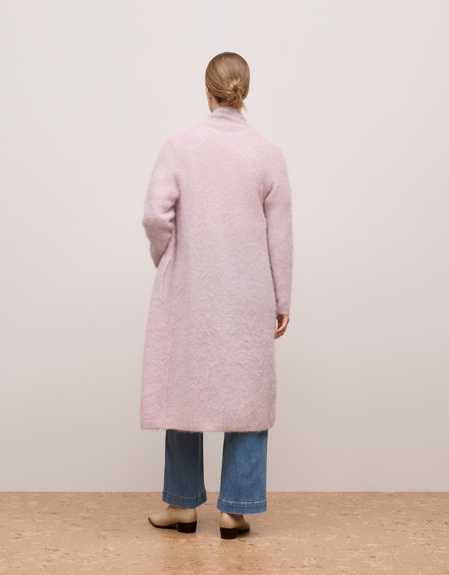 Trenery - Brushed Alpaca Longline Cardigan in Pink Rose