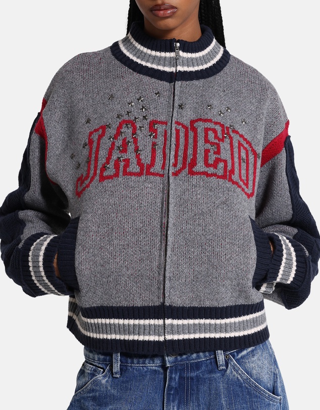 Jaded London - Knitted Bomber With Cable Knit Sleeves