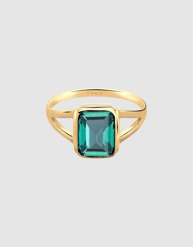 Elli Jewelry - Teal Quartz Ring in Gold-Plated 925 Silver