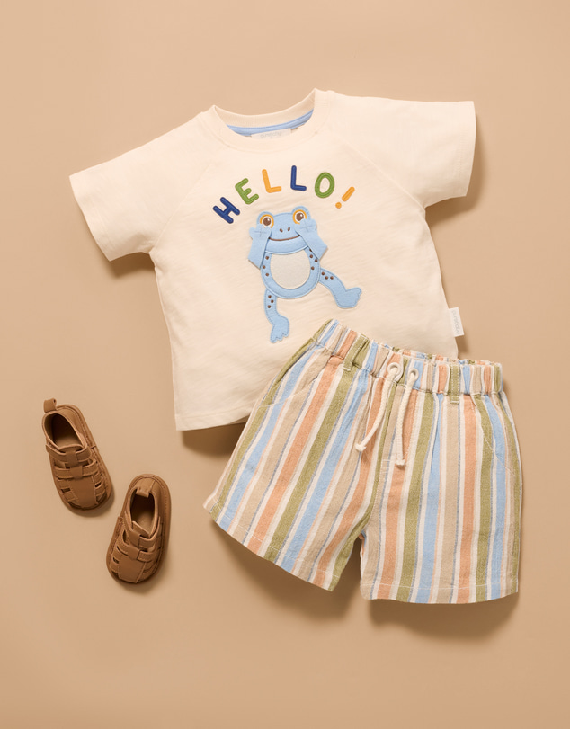 Purebaby - Striped Pull on Shorts-Kids-Babies