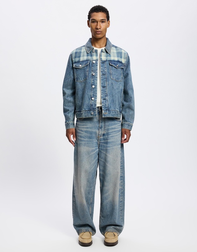 Scotch & Soda - Denim Trucker Jacket With Contrast Check Panelling