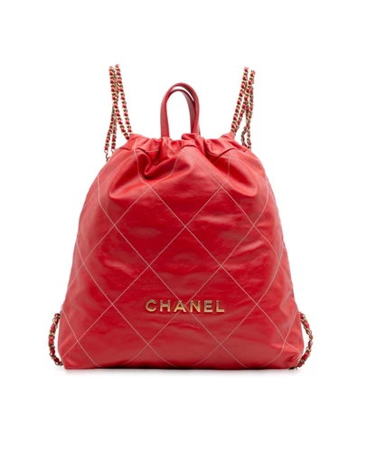 Pre-Loved by Azura Reborn - Pre-Loved Large Shiny Quilted Calfskin 22 Backpack