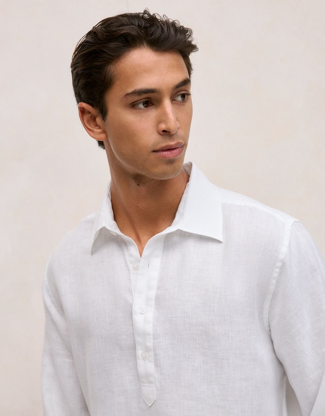 Trenery - Linen Half Placket Shirt in White