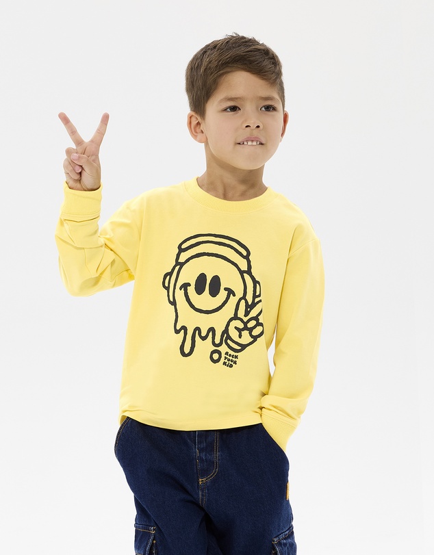 Rock Your Kid - Chill Out David Long Sleeve T-Shirt in Yellow