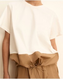Emme - Camel Contrast Taffeta Top