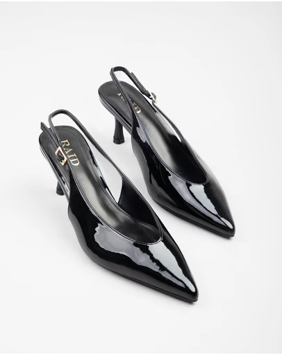 RAID - Tristen slingback kitten heeled shoes in Black