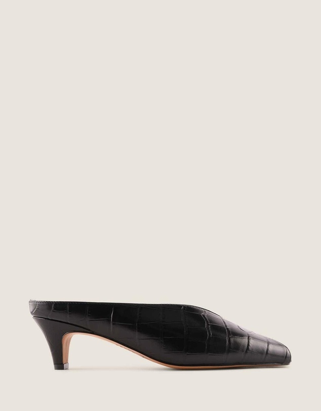 Shelly Shen - Cosmo Low Heels Black Croc