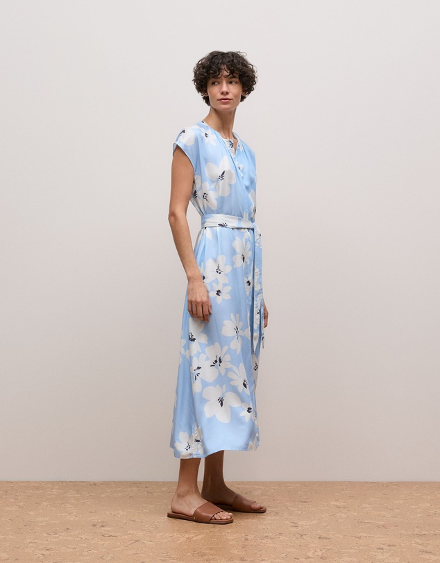 Trenery - Sorell Modal Cap Sleeve Dress in Soft Blue