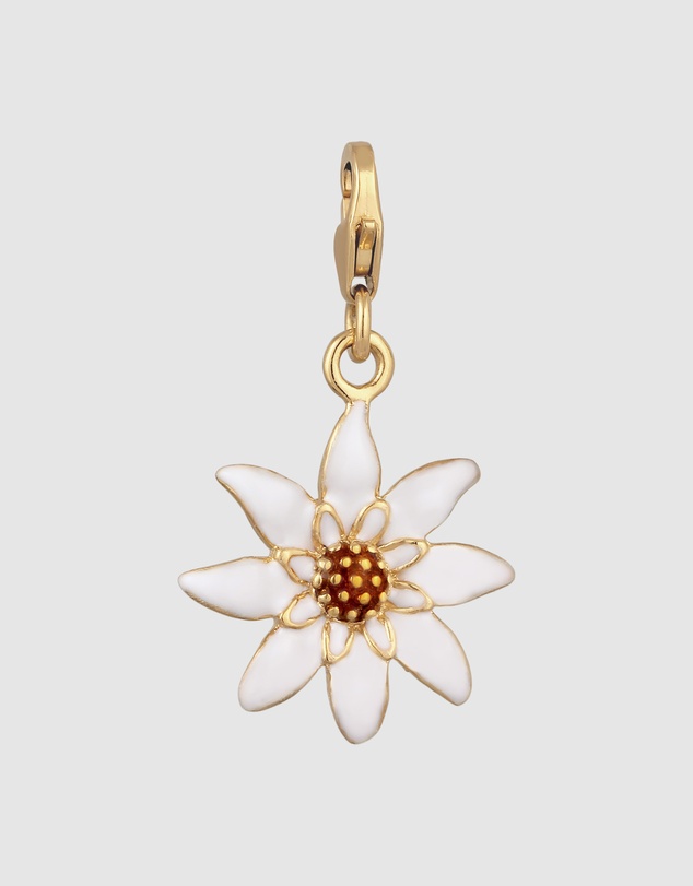 Elli Jewelry - Edelweiss Flower Charm with Enamel in Gold-Plated 925 Silver
