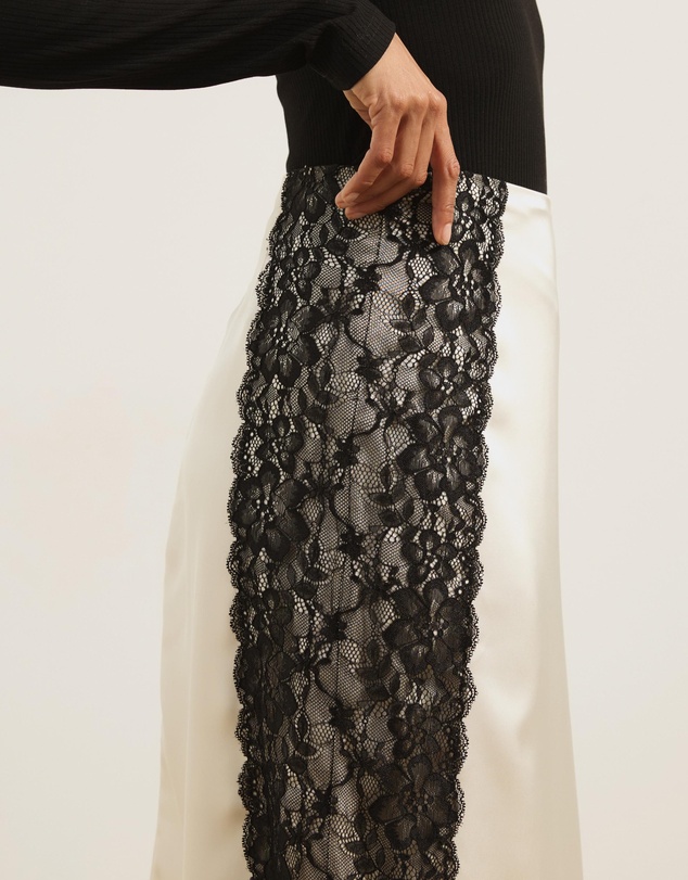 Atmos&Here - Mirelda Satin Lace Midi Skirt