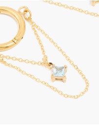 Lovisa - Waterproof Gold Plated Stainless Steel Cubic Zirconia Chain Droplet Huggie Earrings