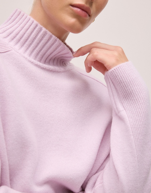 Trenery - Merino Funnel Neck Pullover in Lilac