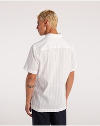 Calibre - Sheer Striped Short Sleeve Shirt White