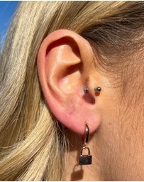 Izoa - Padlock Huggie Earrings