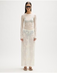 Minima Esenciales - Maelle Floral Applique Midi Skirt