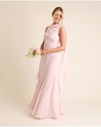 Six Stories - High Cowl Neck Drape Chiffon Bridesmaid Dress