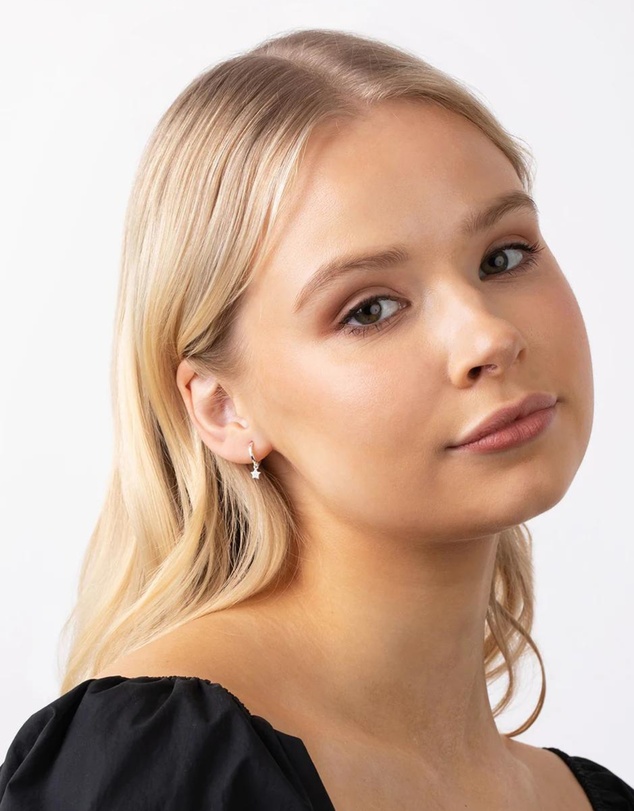 Lovisa - Sterling Silver Diamante Star Huggie Earrings