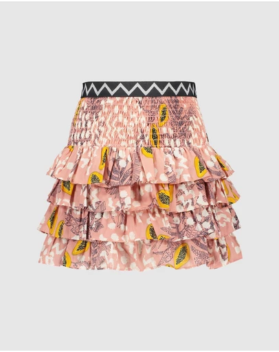 Like FLO - Papaya AOP Ruffle Skirt - Kids-Teens