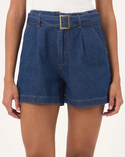 Atmos&Here - Paige Chambray Denim Belt Detail Shorts