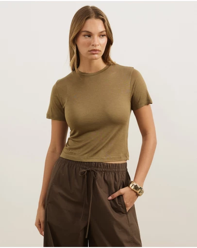 Atmos&Here - Wool Blend Short Sleeve T-Shirt