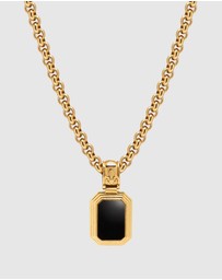 Nialaya Jewellery - Men's Sterling Silver Necklace with Two-in-One Malachite & Black Onyx Pendant