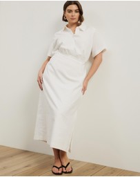 Atmos&Here Curvy - Remi Linen Blend Midi Shirt Dress